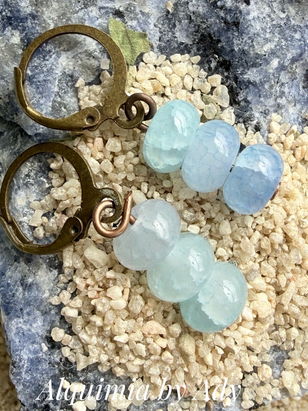 Alquimia Pale Blue Aquamarine Glass Bead Drop Earrings - Picture 1 of 2